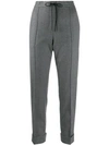 Kenzo Drawstring Waist Cropped Trousers In Grey