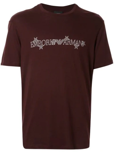 Emporio Armani Printed Logo T-shirt In Brown