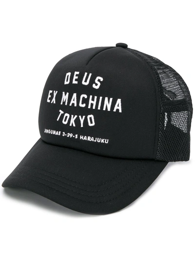 Deus Ex Machina Venice Address-embroidered Baseball Cap In Black