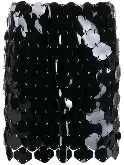 Rabanne Sequins Mini Skirt In Black