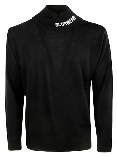 Gcds High Neck Sweater In Black/white