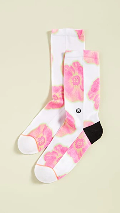 Stance Thermo Floral Crew Socks In White
