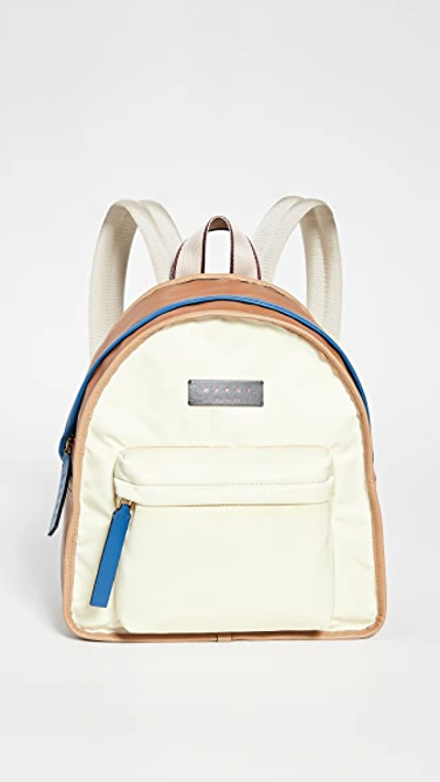 Marni Reversible Backpack In White/raw Sienna/iolite