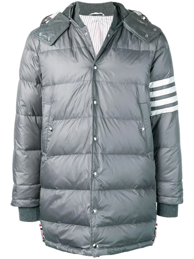 Thom Browne 4-bar Matte Nylon Coat In Grey