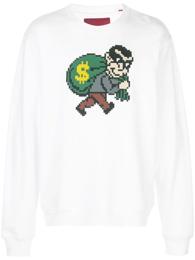 Mostly Heard Rarely Seen 8-bit Robber Printed Sweatshirt In White