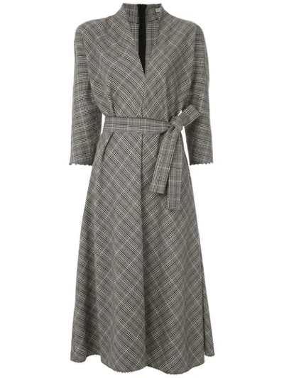 Martha Medeiros Luzia Midi Checked Dress In Grey