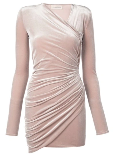 Alexandre Vauthier Velvet Wrap Mini Dress Nude In Neutrals