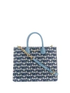 Miu Miu Jacquard Logo Tote Bag In Blau