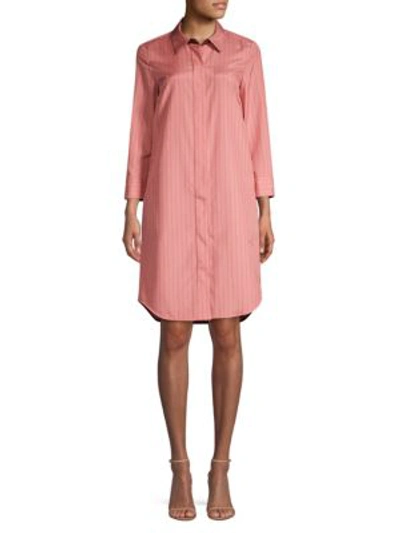 Lafayette 148 Peggy Striped Shirtdress In Vintage Rose