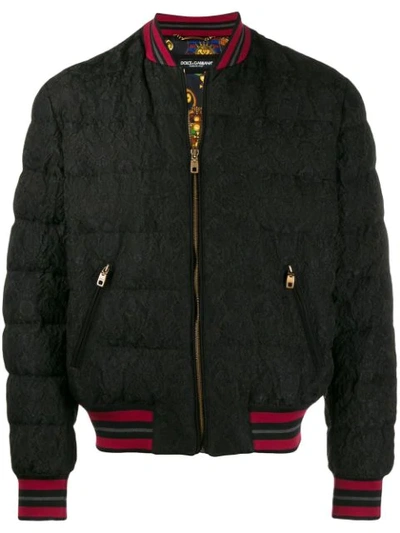 Dolce & Gabbana Padded Bomber Jacket In Black