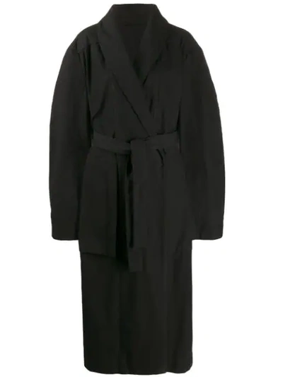 Lemaire Oversized Wrap-style Coat In Black