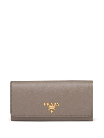 Prada Leather Wallet In Grey