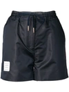 Thom Browne Logo-patch Track Shorts In Blue