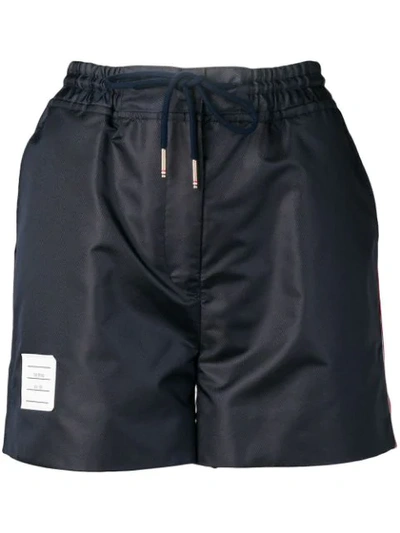 Thom Browne Logo-patch Track Shorts In Blue