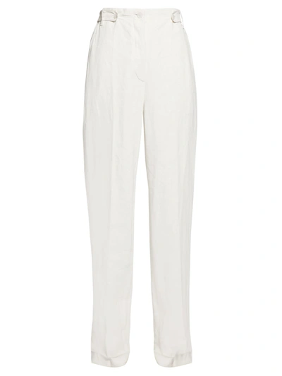 The Row Matea High-rise Linen-blend Canvas Trousers In White