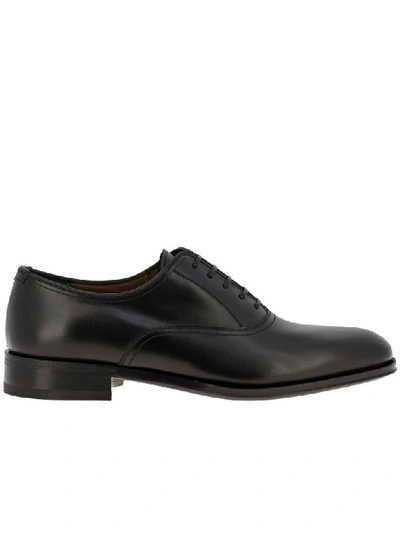 Ferragamo Brogues In Classic Smooth Leather With Rubber And Leather Sole In Black