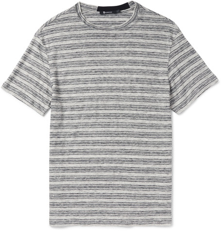 Alexander Wang Slim-fit Striped Slub Linen-jersey T-shirt In Grey ...