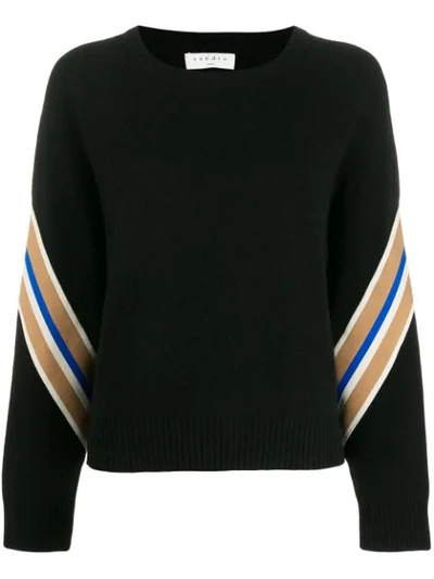 Sandro Manuel Contrasting Sleeves Sweater In Noir