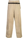 Maison Margiela Belted Wide Leg Chino Trousers - Nude In Neutrals