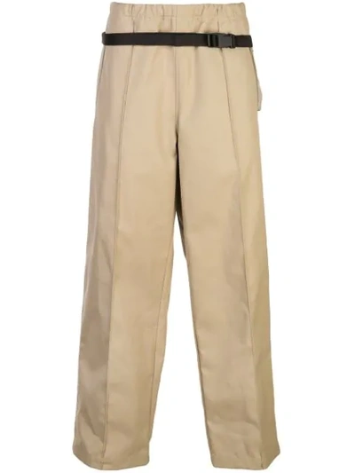 Maison Margiela Belted Wide Leg Chino Trousers - Nude In Neutrals