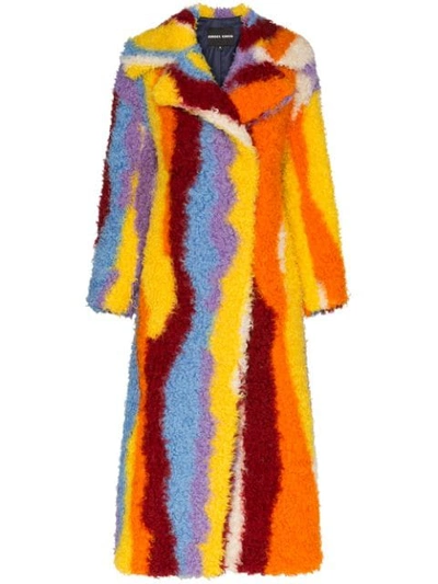 Angel Chen Striped Long Coat In Multicolour
