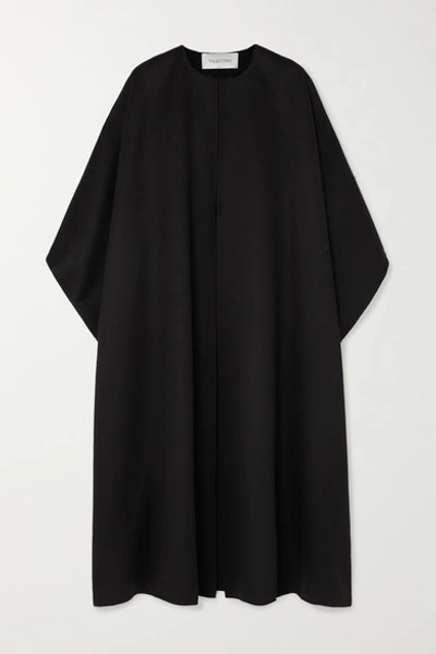 Valentino Wool And Cashmere-blend Cape In Black