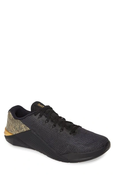 Nike Metcon 5 X Training Shoe In Black/ Metallic Gold/ Black