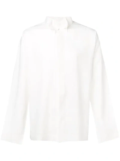 Issey Miyake Contrast Collar Shirt In White