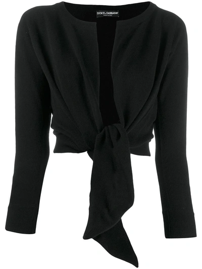 Dolce & Gabbana Front-tie Cashmere Cardigan In Black