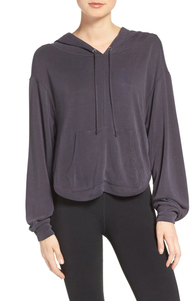 Free People Fp Movement Back Into It Cutout Hoodie In Black