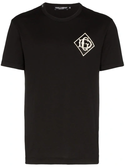Dolce & Gabbana Embroidered Logo Patch T-shirt In Blue