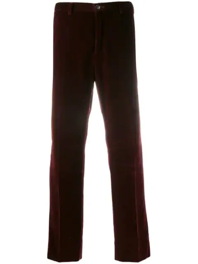 Cobra S.c. Velour Straight Leg Trousers In Red