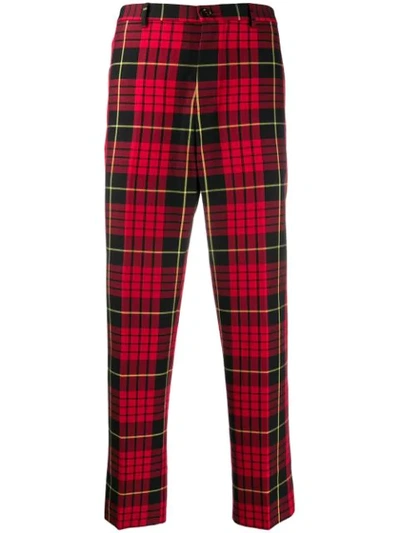 Cobra Sc Plaid Straight Leg Trousers In Red