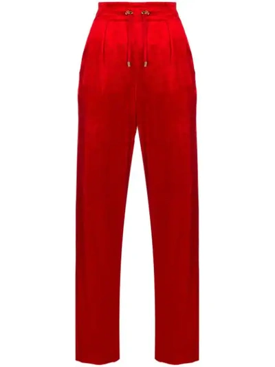 Balmain Wide Leg Jogging Style Trousers In Red