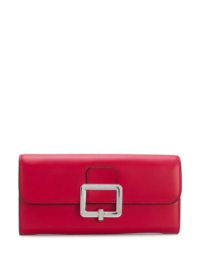 Bally Buckle Foldover Wallet In Red