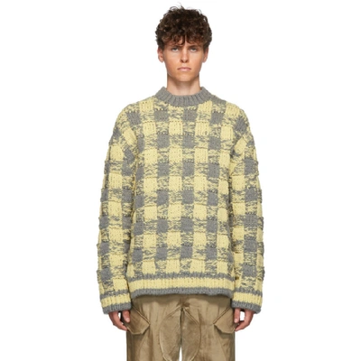 Landlord Yellow And Grey Gingham Showoff Sweater In Yello Gry
