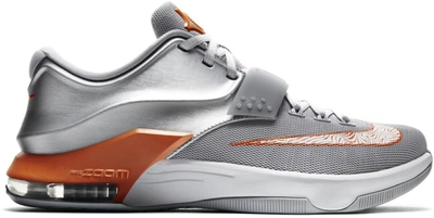 Pre-owned Nike  Kd 7 Texas In Metallic Silver/urban Orange-wolf Grey