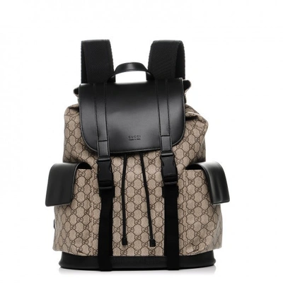 Pre-owned Gucci Soft Backpack Monogram Gg Black/brown