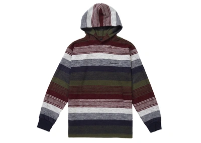 Pre-owned Supreme Knit Stripe Hooded L/s Top Navy