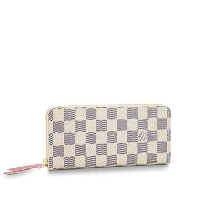 Pre-owned Louis Vuitton  Clemence Wallet Damier Azur White
