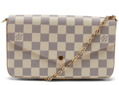 Pre-owned Louis Vuitton Pochette Felicie Damier Azur (without Accessories) Rose Ballerine Lining