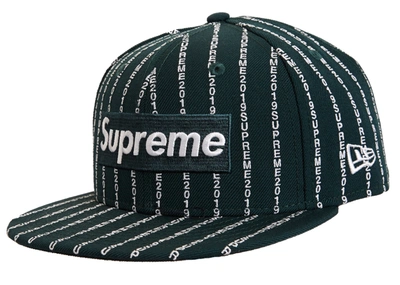 Pre-owned Supreme  Text Stripe New Era Cap Dark Green