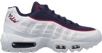 Pre-owned Nike Air Max 95 Satin Terry (women's) In White/white-blackened Blue-red Crush
