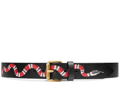 Pre-owned Gucci  Belt Kingsnake 1.5w Black