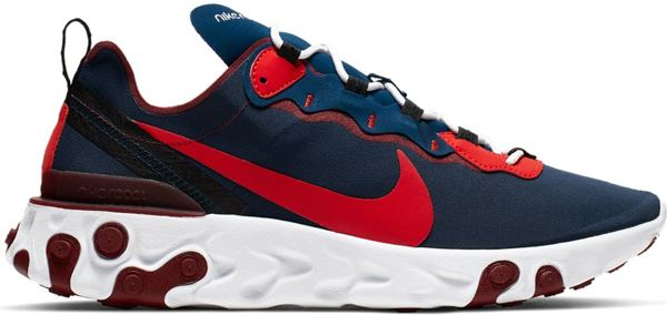 Pre Owned Nike React Element 55 Rabid Panda In Blue Void Team Red White Habanero Red Modesens