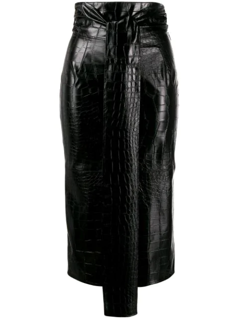 Msgm Croc Pencil Skirt In Black | ModeSens