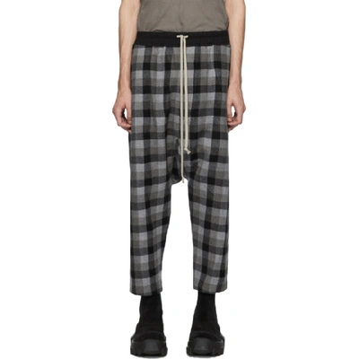 Rick Owens Check Print Track Pants In 09a Black P