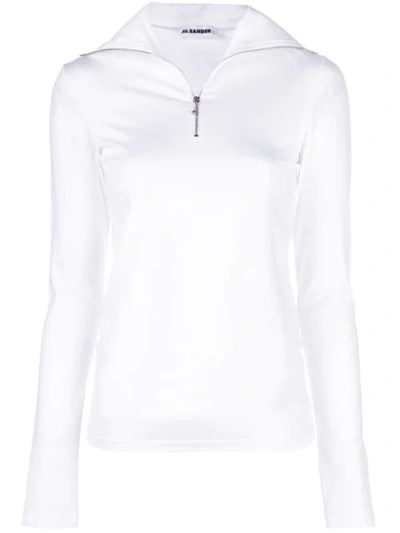 Jil Sander Half-zip Top In White