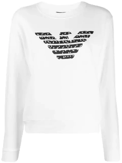 Emporio Armani Gepunktetes Sweatshirt In White