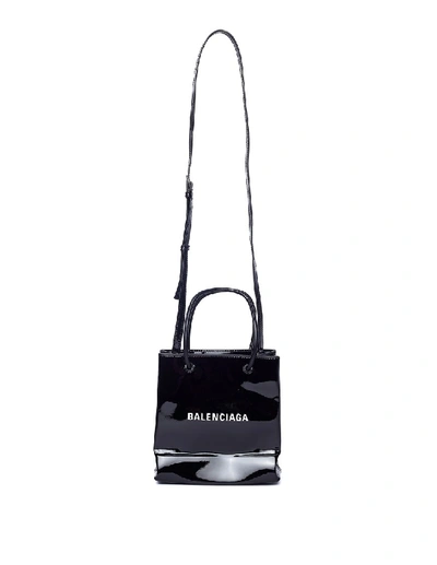 Balenciaga Extra Extra Small Aj Logo Leather Shopper Tote In Black